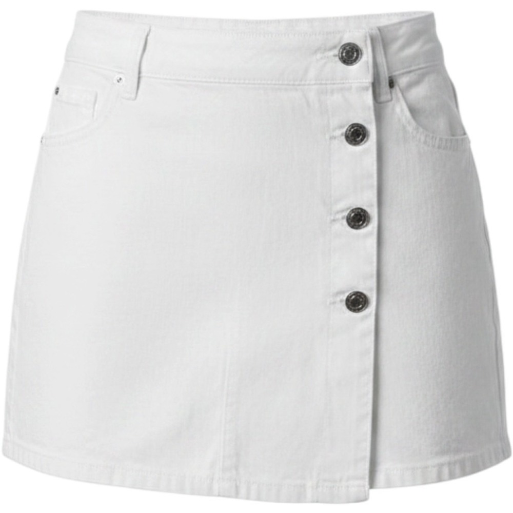 Zara White Distressed Denim Skort S Coastal Clean Girl Festival Boho Streetwear